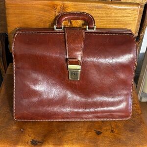 Floto vintage brown leather briefcase; handmade in Italy